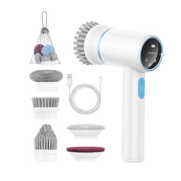 oraimo Ultra Cleaner Scrubber Brosse Électrique Rotative Sans Fil – 1,5 h, 5 Têtes